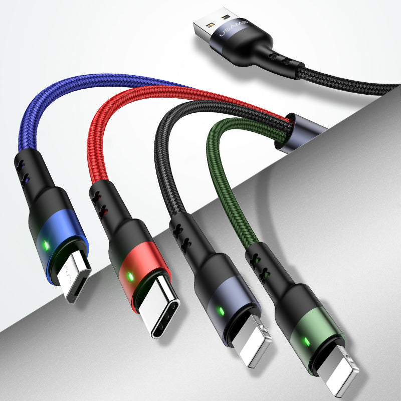 Multi Charging Cable USAMS 4 in 1 Nylon Braided Multiple USB Fast Charging