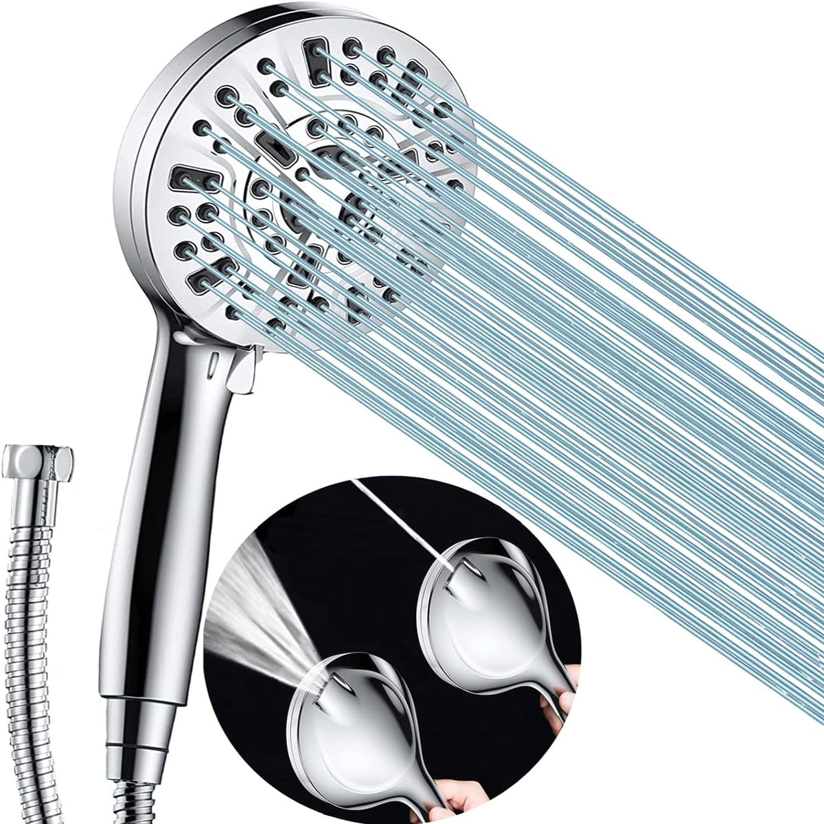 High Pressure Shower Head with Handheld, 8 Spray Settings + 2 Power Jet Modes