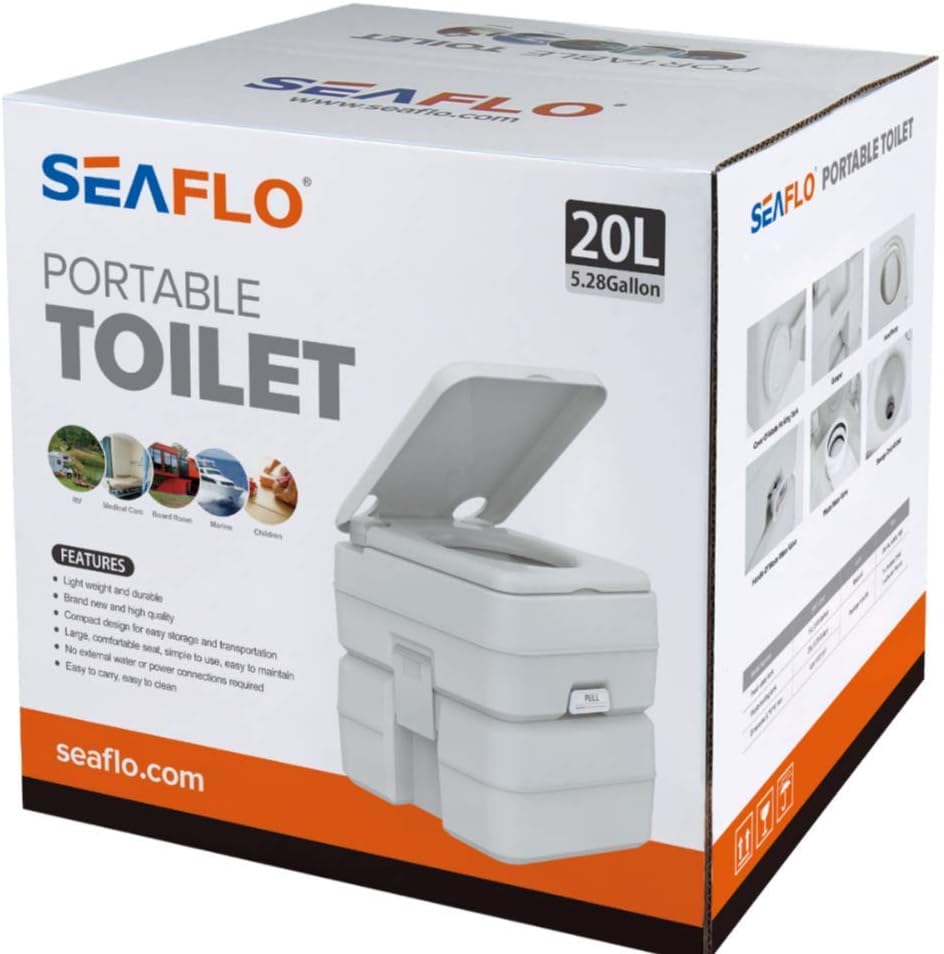 Portable Toilet 20L, Lightweight Flushable Outdoor Toilet with Removable Tank