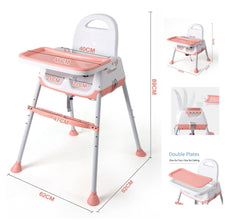 3-in-1 Baby High Chair Adjustable Feeding Chair Detachable Portable Highchair