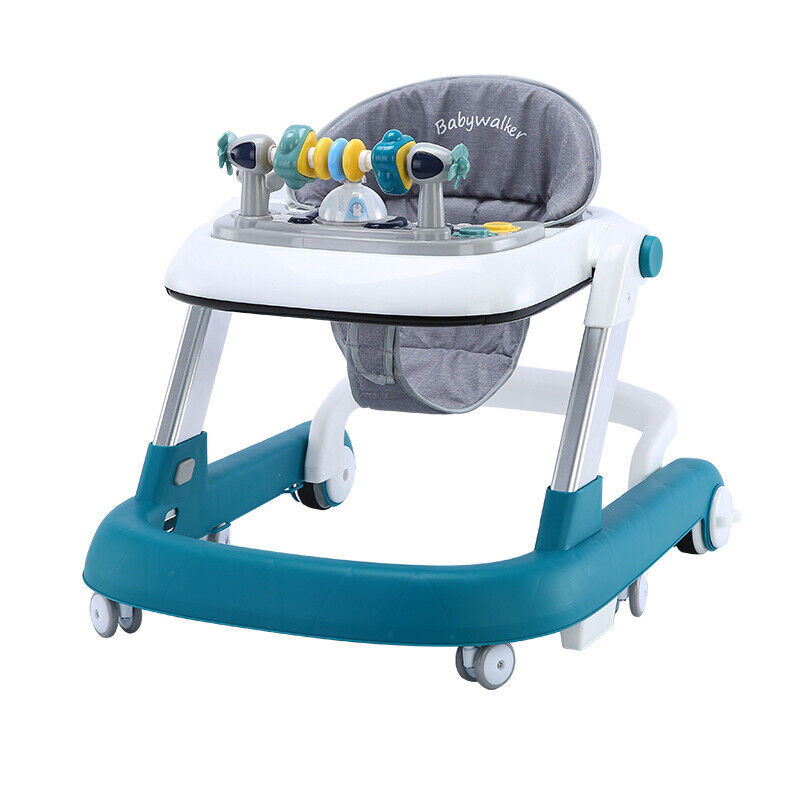 Feet Baby Walker Anti Fall Convertible Walker In To Push walker with Adjustable Speed Wheels & 2 Levels Height Adjustments & Detachable Toy Bar With Music & Light,