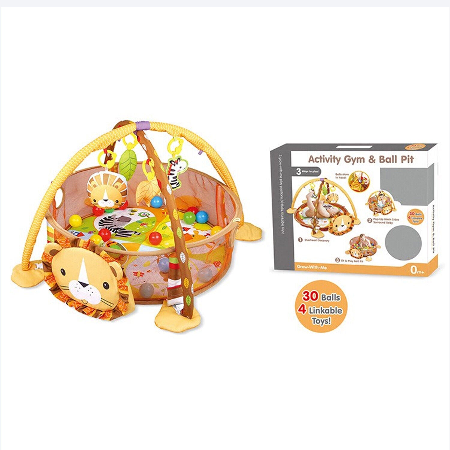 Kids Baby Gym Activity Toys, Arch, Protective Mesh, Storage Bag and 30 Balls.