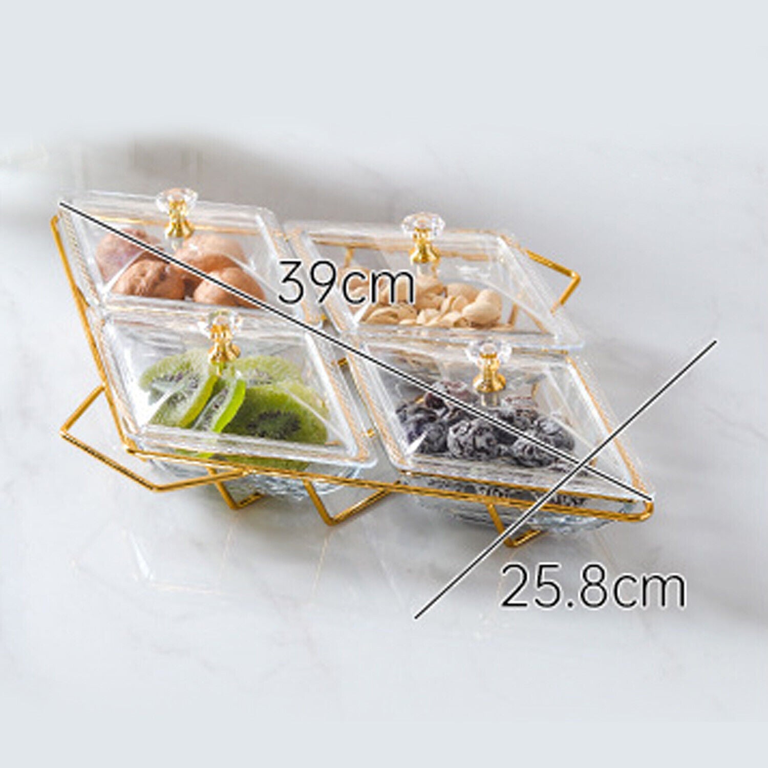 Snack Platter for Party, Light luxury Style Glass Serving Divided Appetizer