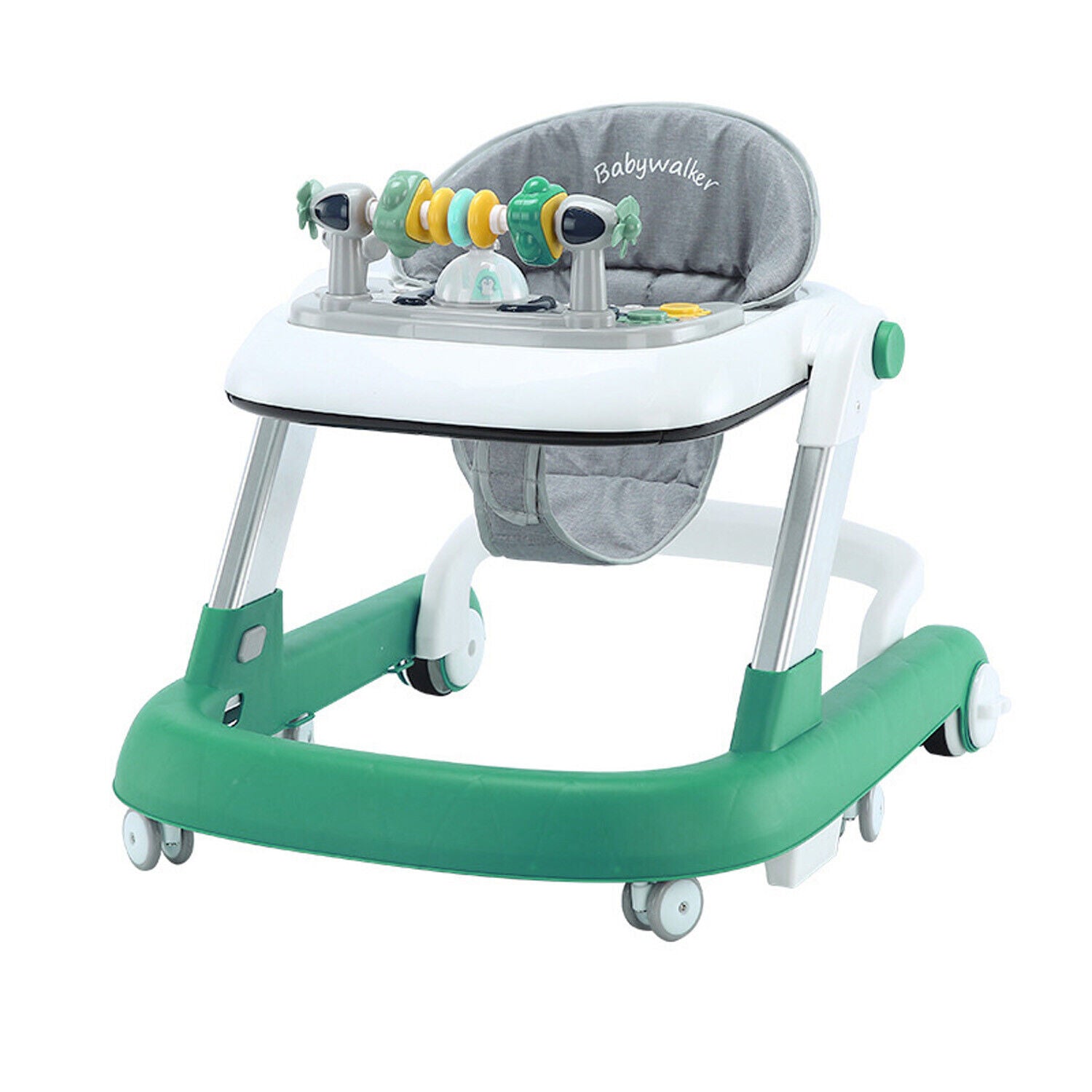 Feet Baby Walker Anti Fall Convertible Walker In To Push walker with Adjustable Speed Wheels & 2 Levels Height Adjustments & Detachable Toy Bar With Music & Light,