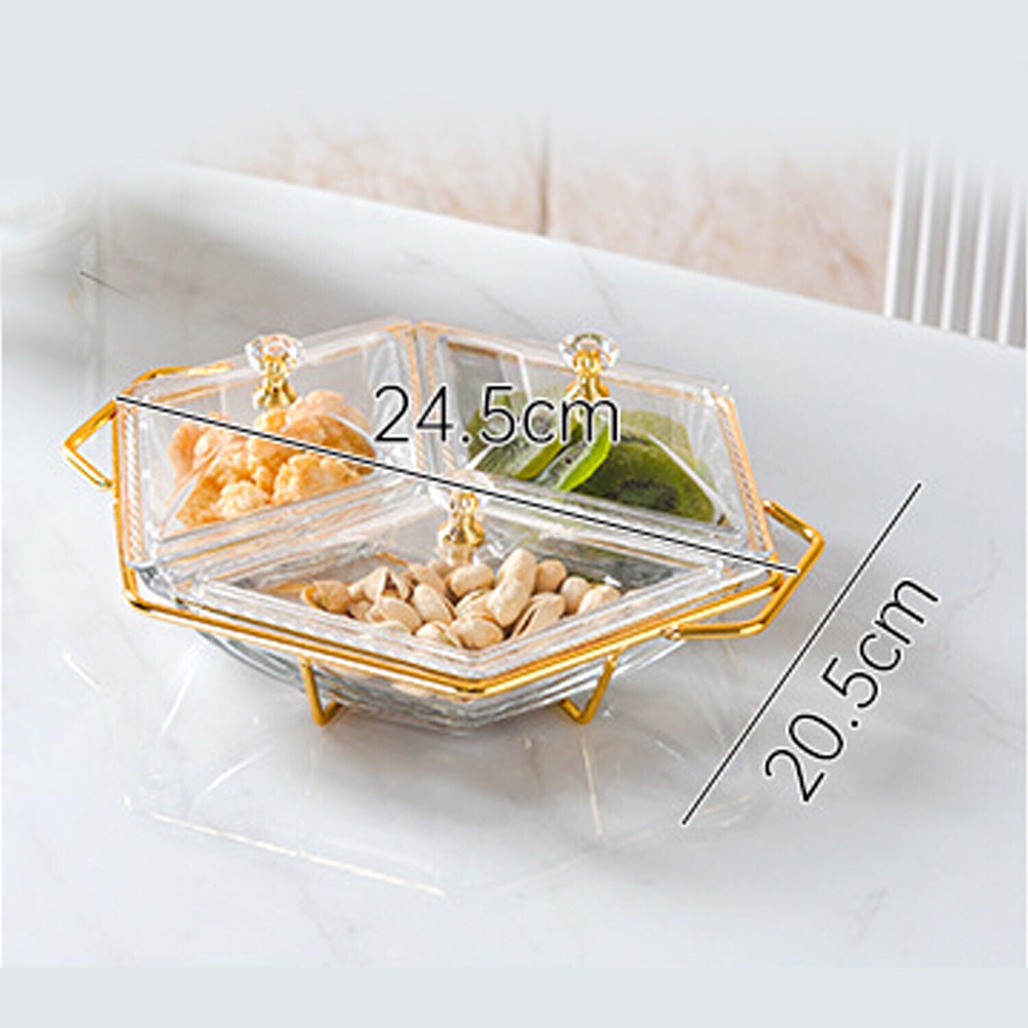 Snack Platter for Party, Light luxury Style Glass Serving Divided Appetizer