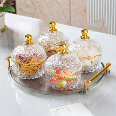 Luxury Candy Jar for Party, Light luxury Style Glass Serving Divided Appetizer