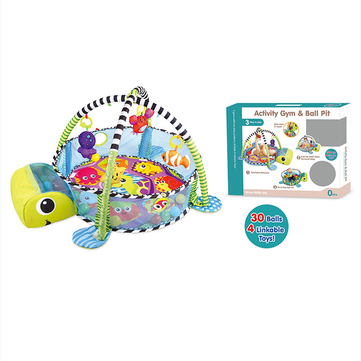 Kids Baby Gym Activity Toys, Arch, Protective Mesh, Storage Bag and 30 Balls.