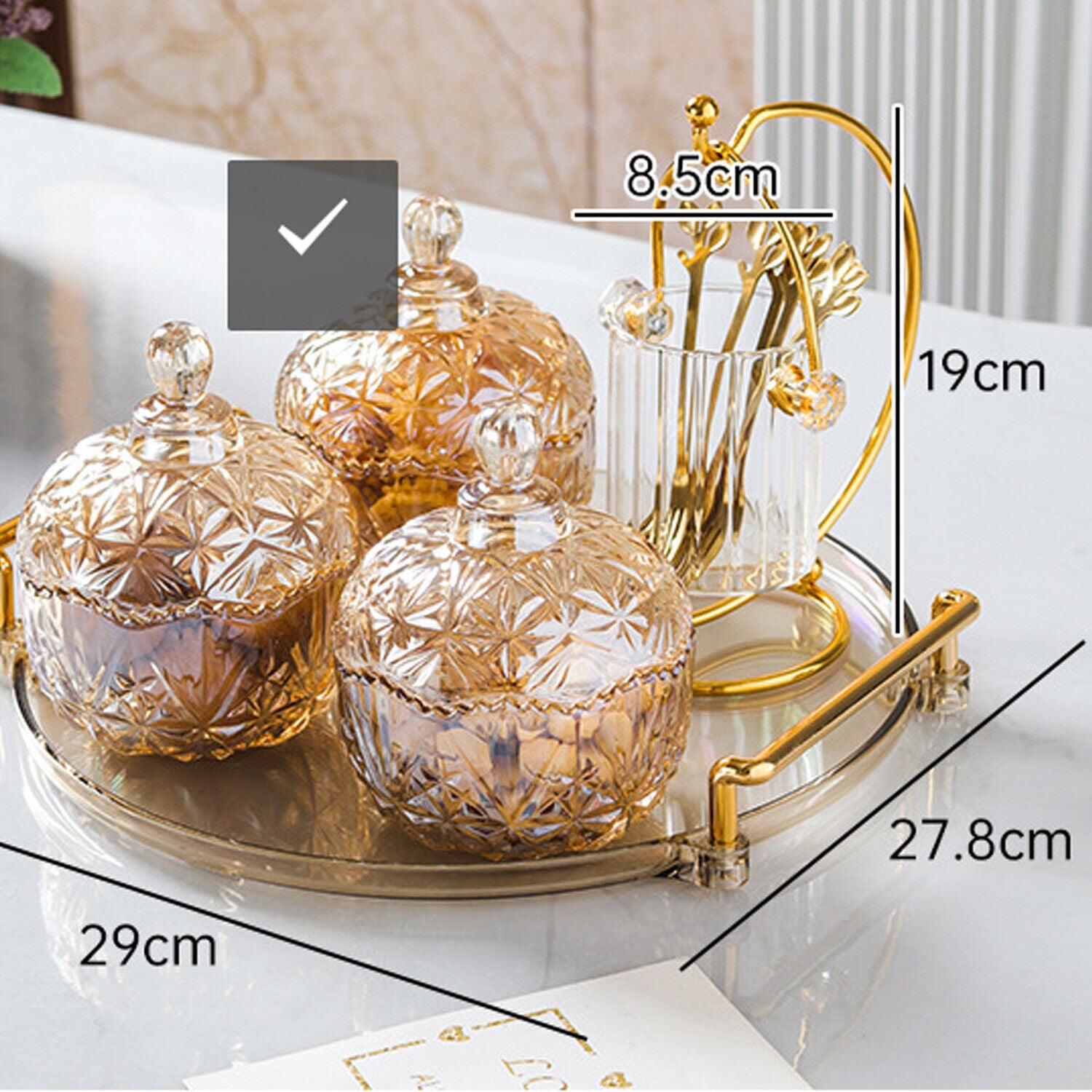 Luxury Candy Jar for Party, Light luxury Style Glass Serving Divided Appetizer