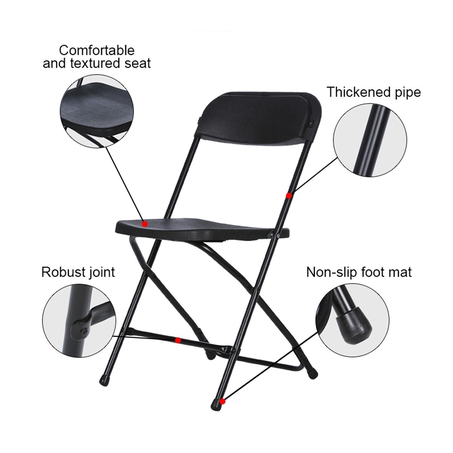 Stackable Folding Plastic Chairs,for Commercial Event Party  300 LB Capacity