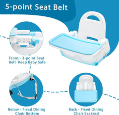 3-in-1 Baby High Chair Adjustable Feeding Chair Detachable Portable Highchair