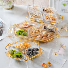 Snack Platter for Party, Light luxury Style Glass Serving Divided Appetizer