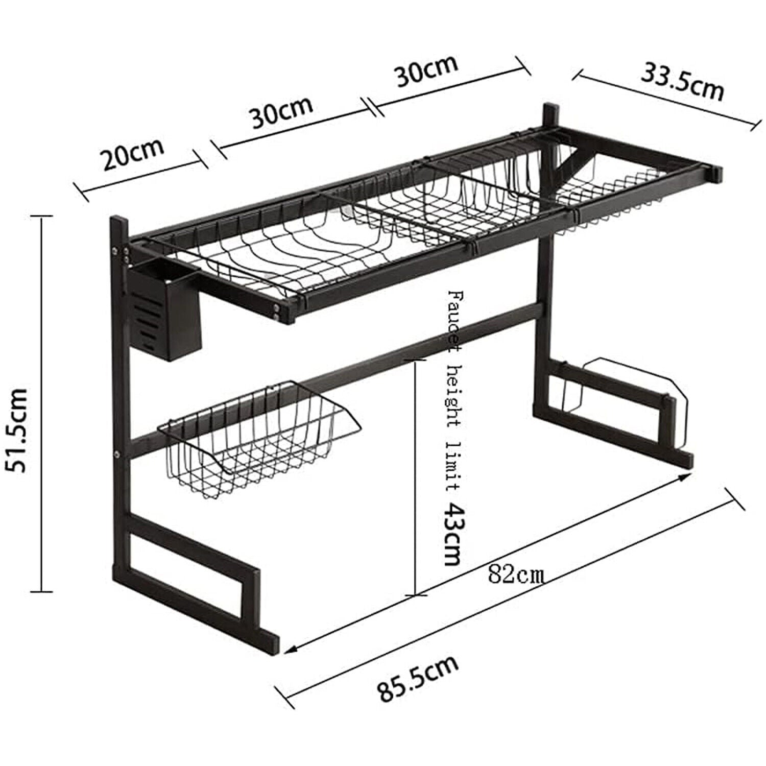 Multifunctional Sink Drain Rack Dish Dryer Rack Over Sink Stainless Steel