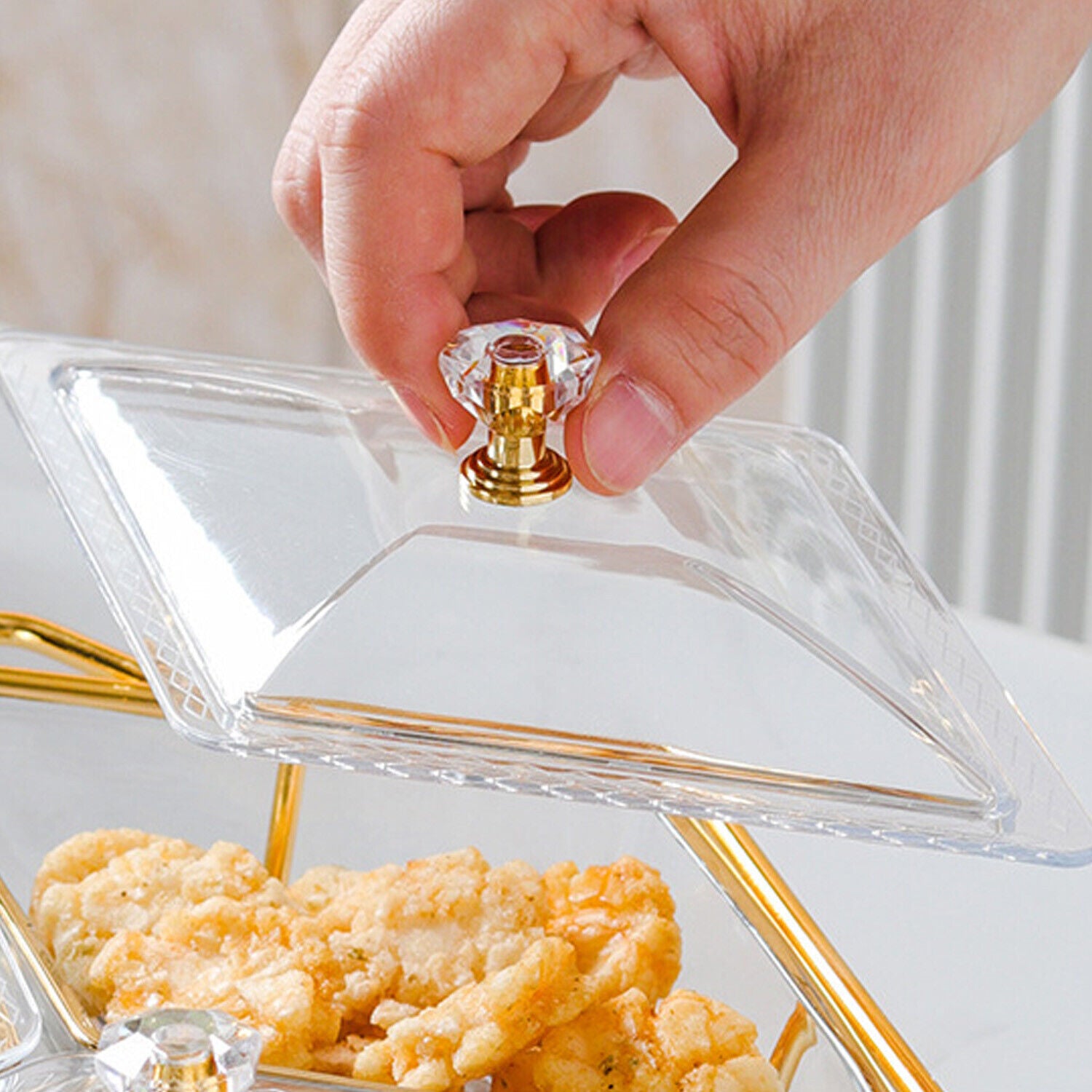 Snack Platter for Party, Light luxury Style Glass Serving Divided Appetizer