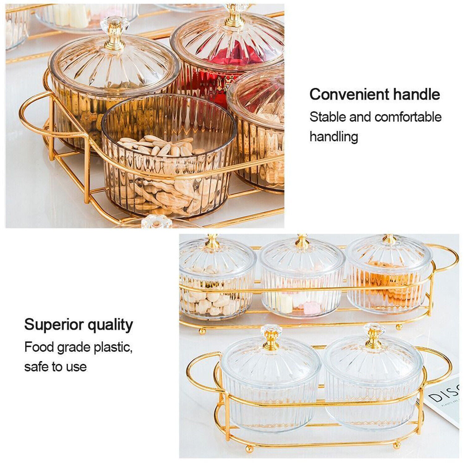 Snack Platter for Party, Light luxury Style Plastic Serving Divided Appetizer