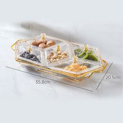 Snack Platter for Party, Light luxury Style Glass Serving Divided Appetizer