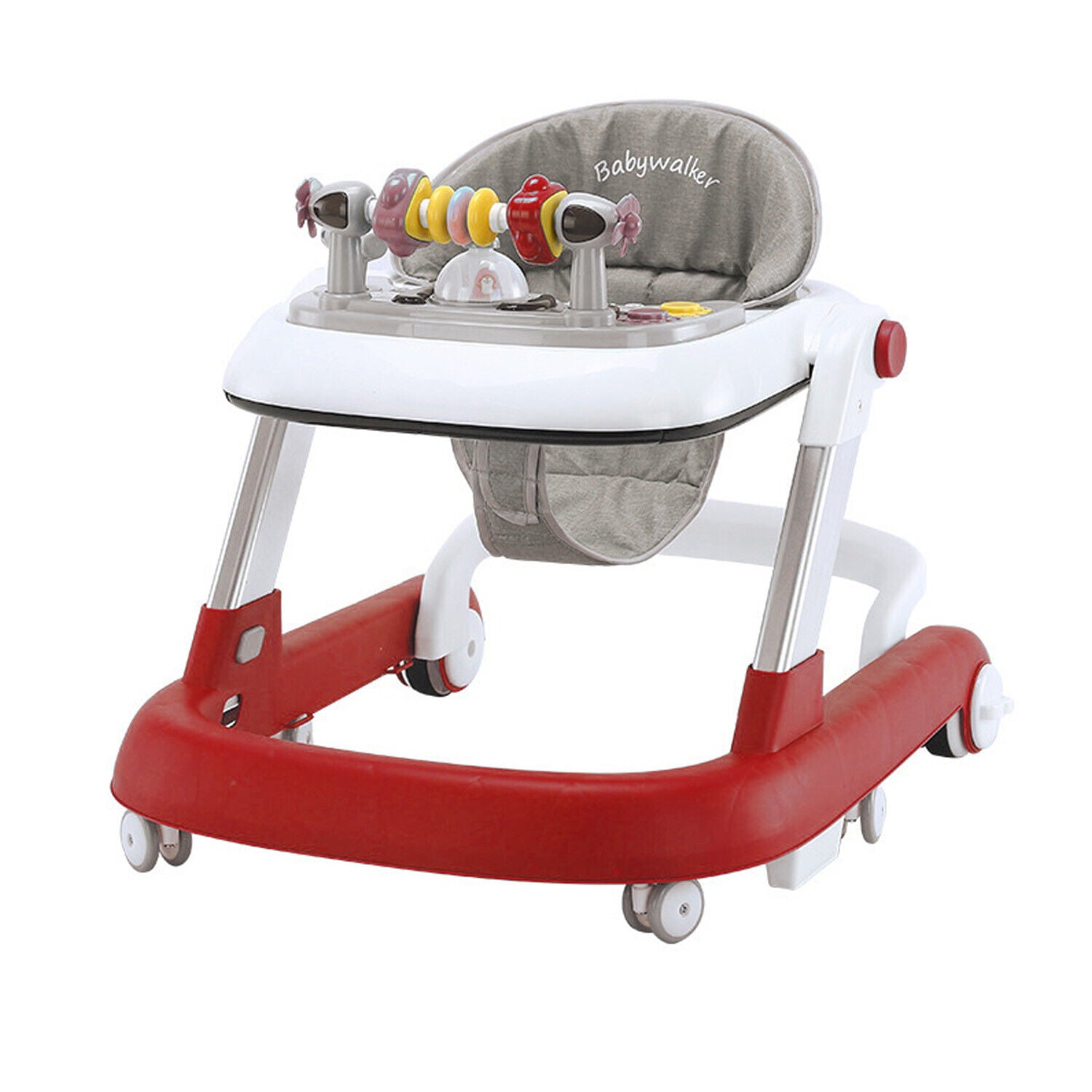 Feet Baby Walker Anti Fall Convertible Walker In To Push walker with Adjustable Speed Wheels & 2 Levels Height Adjustments & Detachable Toy Bar With Music & Light,