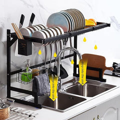 Multifunctional Sink Drain Rack Dish Dryer Rack Over Sink Stainless Steel