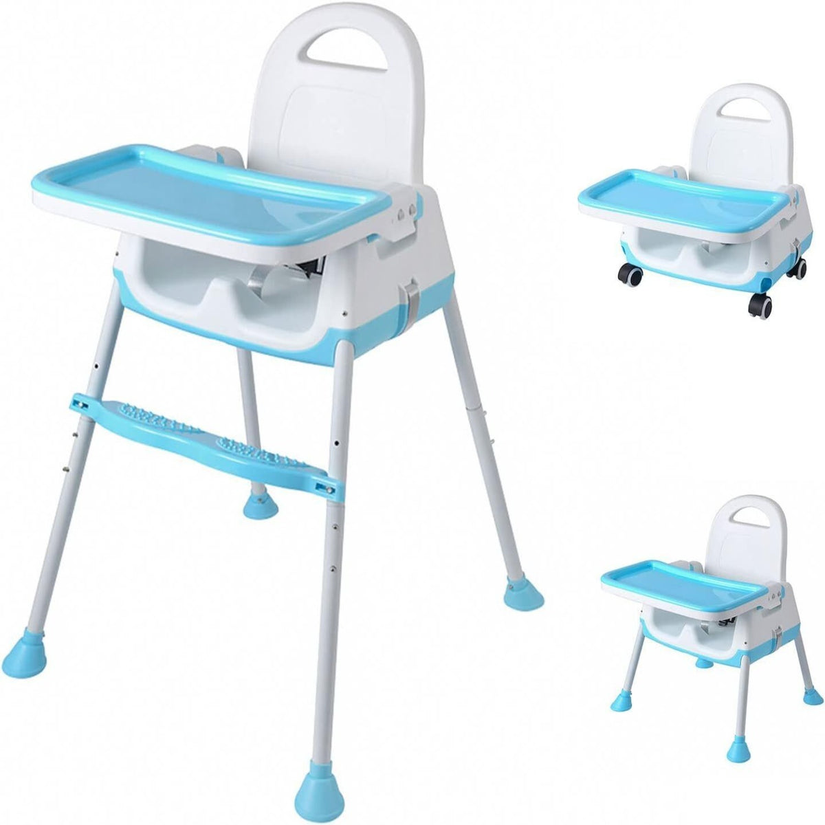 3-in-1 Baby High Chair Adjustable Feeding Chair Detachable Portable Highchair