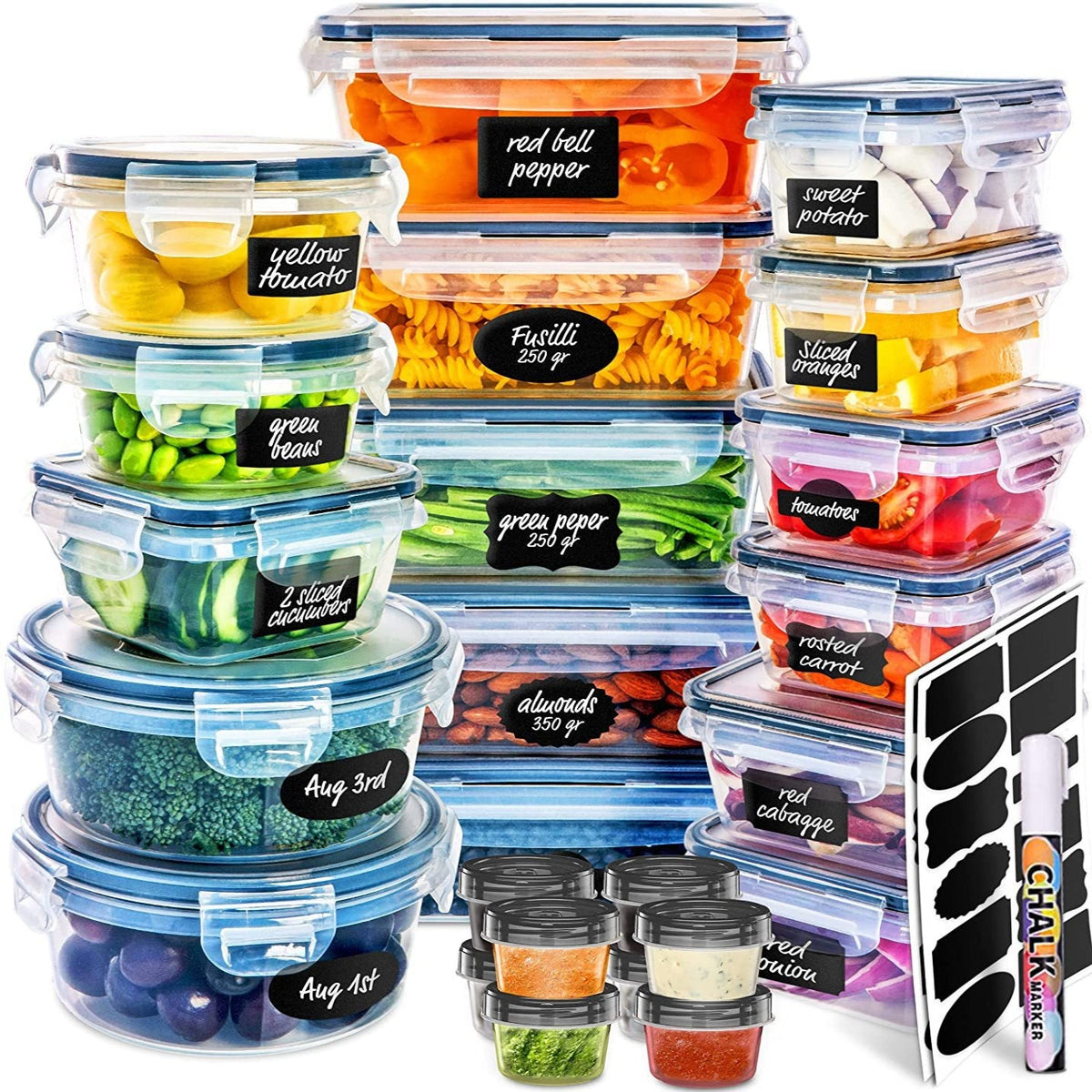 Airtight Food Storage Containers Set with Lids (24 Pack) for Kitchen and Pantry