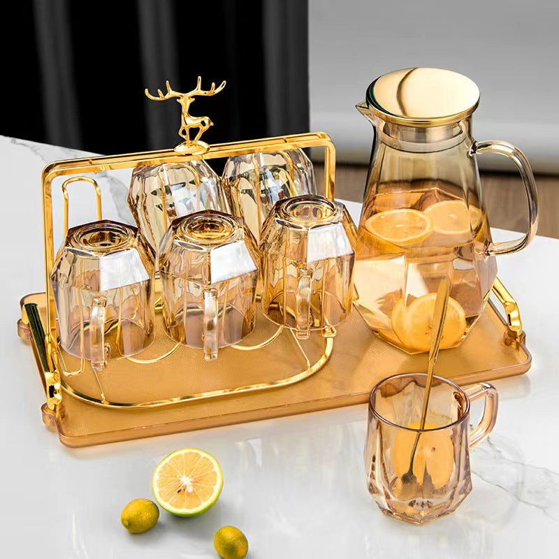 Luxurious Glass cold and hot drinks Pitcher 9-Pcs/Set Can withstand  4℉ to 302℉