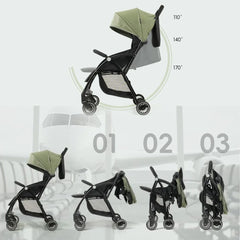 One click Stroller , Light and Portable Sit-down Foldable Suspension Four-wheel 0-3 Years Old Baby Stroller Baby Newborn Infant Girls Boys