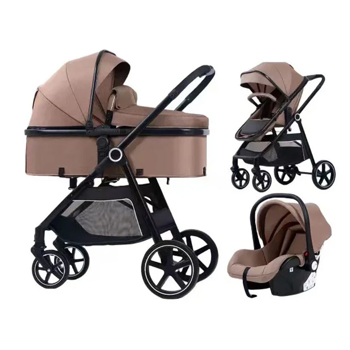 AT Performance Stroller 3 in 1 Set, with Infant Car Seat Mink PRO I-Size, Travel System, Baby Pushchair,  Buggy , Foldable, Accessories, for Newborn, from Birth to 3 Years