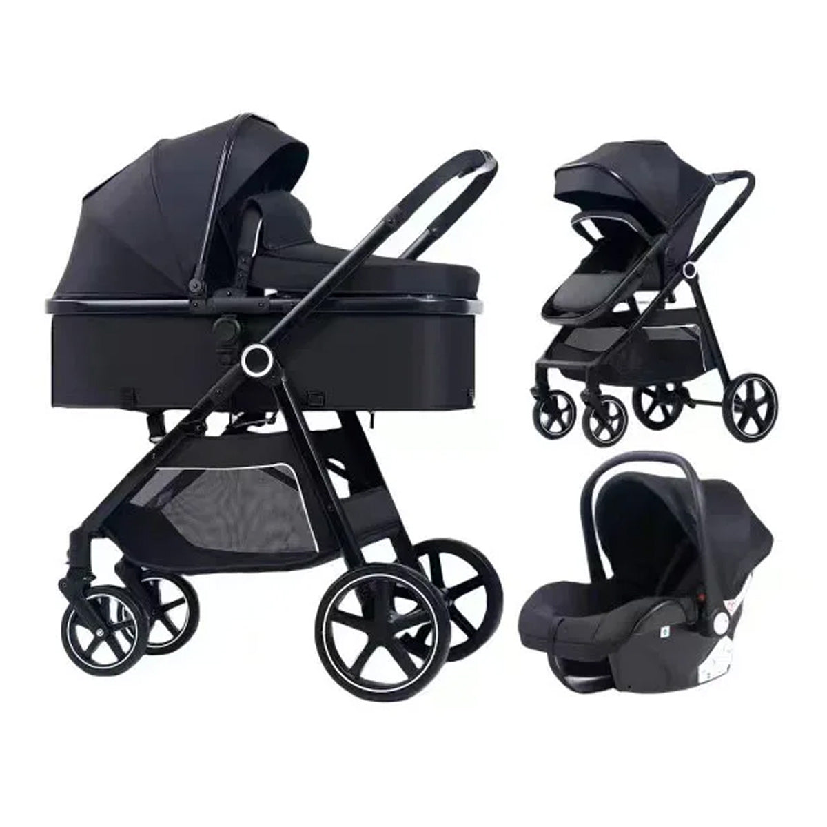 AT Performance Stroller 3 in 1 Set, with Infant Car Seat Mink PRO I-Size, Travel System, Baby Pushchair,  Buggy , Foldable, Accessories, for Newborn, from Birth to 3 Years