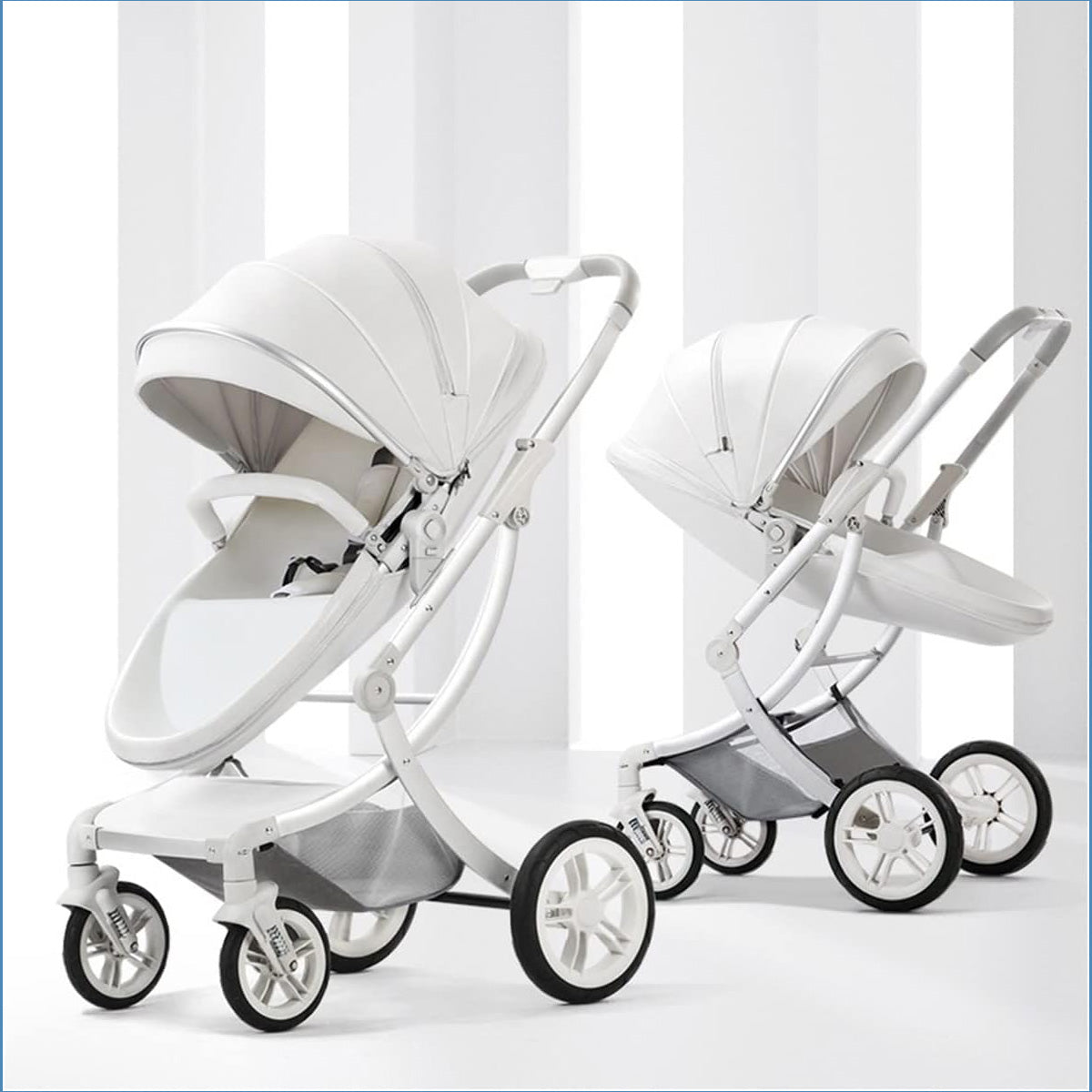 Eggshell Design Luxury 3 in1 Baby Pram Stroller ,Seat, Sleeping Basket,Folding High Landscape Pram Stroller,Newborn Pushchair With Aluminum Alloy Frame,