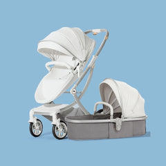 Eggshell Design Luxury 3 in1 Baby Pram Stroller ,Seat, Sleeping Basket,Folding High Landscape Pram Stroller,Newborn Pushchair With Aluminum Alloy Frame,