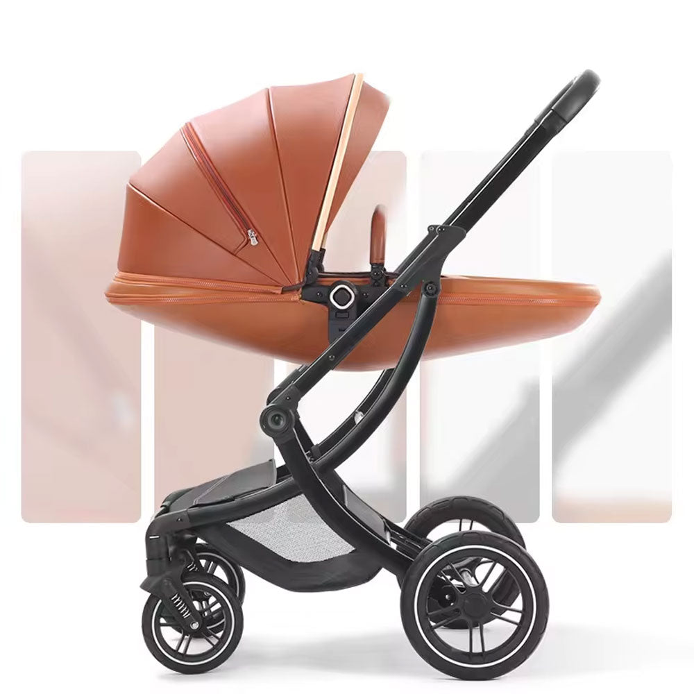 Eggshell Design Luxury 3 in1 Baby Pram Stroller ,Seat, Sleeping Basket,Folding High Landscape Pram Stroller,Newborn Pushchair With Aluminum Alloy Frame,