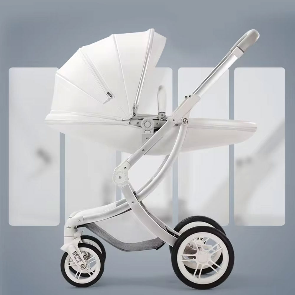 Eggshell Design Luxury 3 in1 Baby Pram Stroller ,Seat, Sleeping Basket,Folding High Landscape Pram Stroller,Newborn Pushchair With Aluminum Alloy Frame,