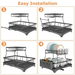 80° Rotating Kitchen Storage Rack Multi-tier Kitchen  of Stainless Steel