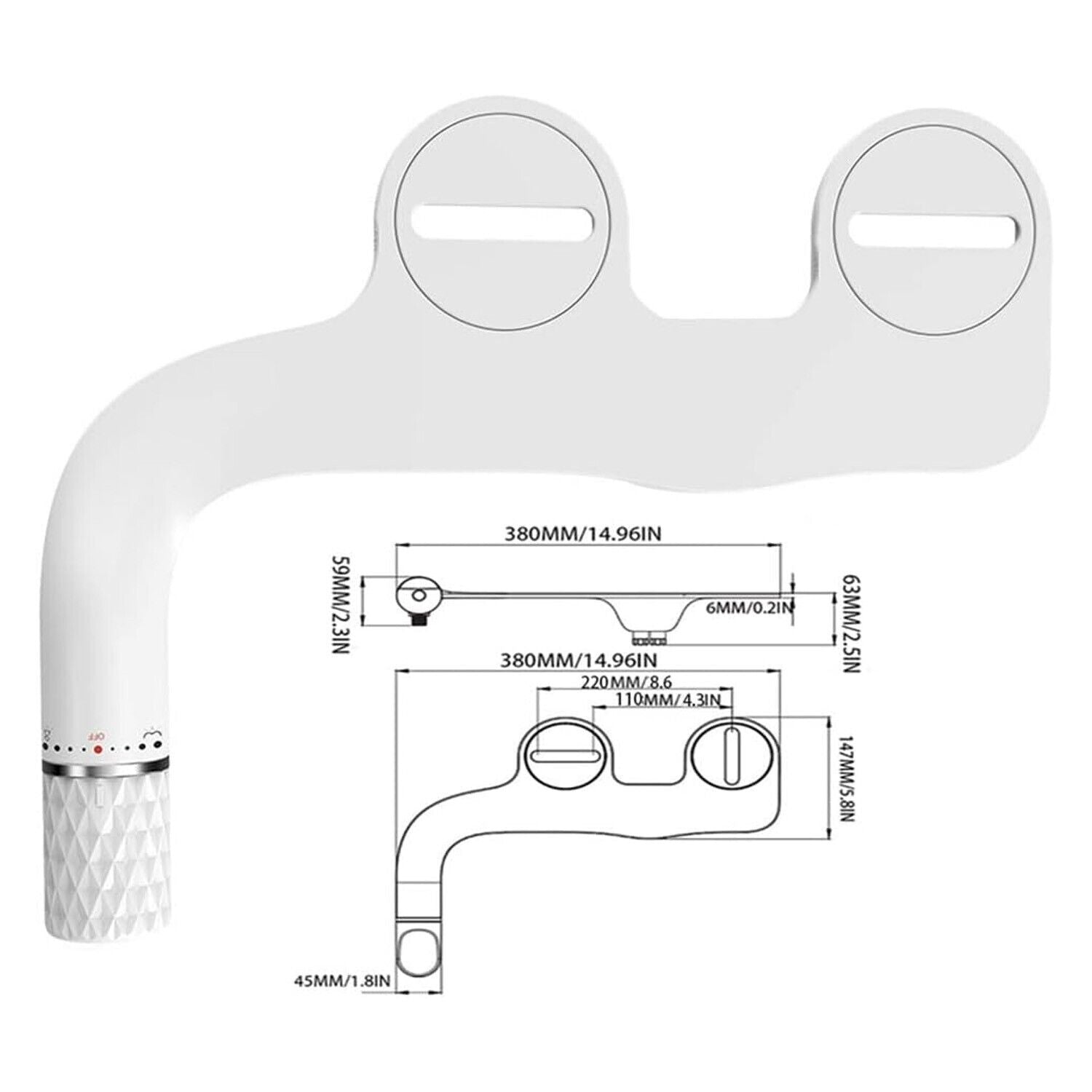 Bidet Attachment,Non-Electric, Retractable Nozzle, Pressure Control, Dual Spray