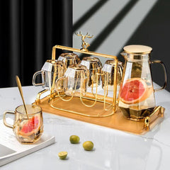 Luxurious Glass cold and hot drinks Pitcher 9-Pcs/Set Can withstand  4℉ to 302℉