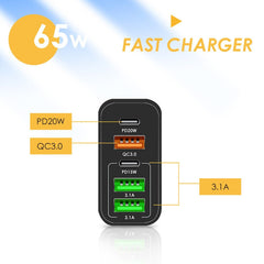 5 Port PD Plug 65W USB-C Type C Fast Wall Charger Adapter Fast USB Charger UK