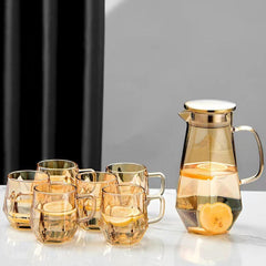 Luxurious Glass cold and hot drinks Pitcher 9-Pcs/Set Can withstand  4℉ to 302℉