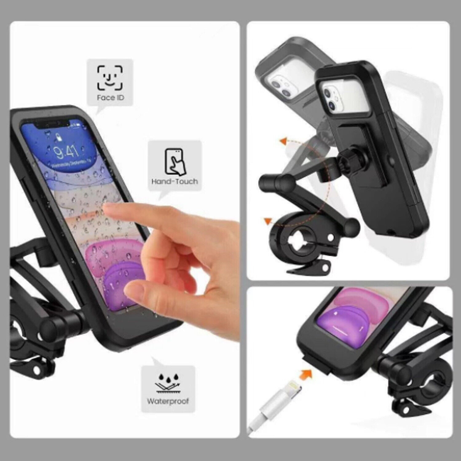 Waterproof Bike Phone Mount Cell Phone Holder With TPU Touch-Screen Handlebar