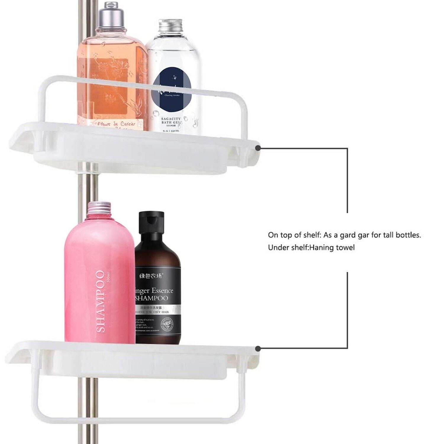 Bathroom Corner Storage Shelf Adjustable Caddy 4 Tier Shower Organiser