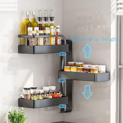 80° Rotating Kitchen Storage Rack Multi-tier Kitchen  of Stainless Steel