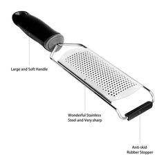 Stainless Steel Cheese Grater Zester Ginger Lemon Shredder TPR Handle 7" Blade