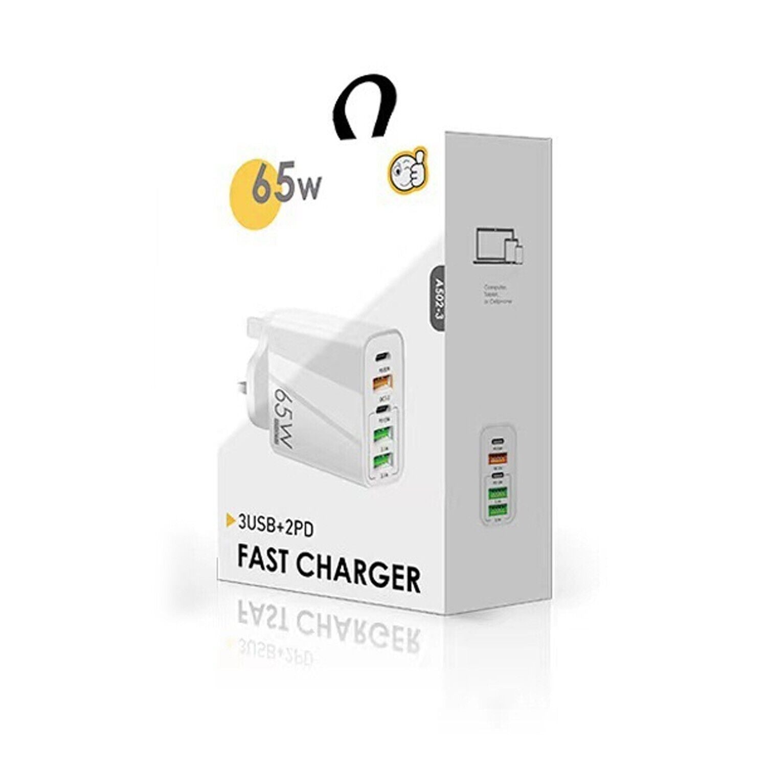 5 Port PD Plug 65W USB-C Type C Fast Wall Charger Adapter Fast USB Charger UK