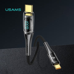 USAMS TypeC to TypeC, Digital Display Charge Power, E-Marker Smart Chip, 100W