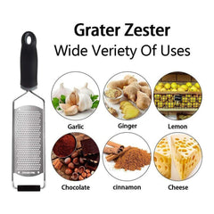 Stainless Steel Cheese Grater Zester Ginger Lemon Shredder TPR Handle 7" Blade