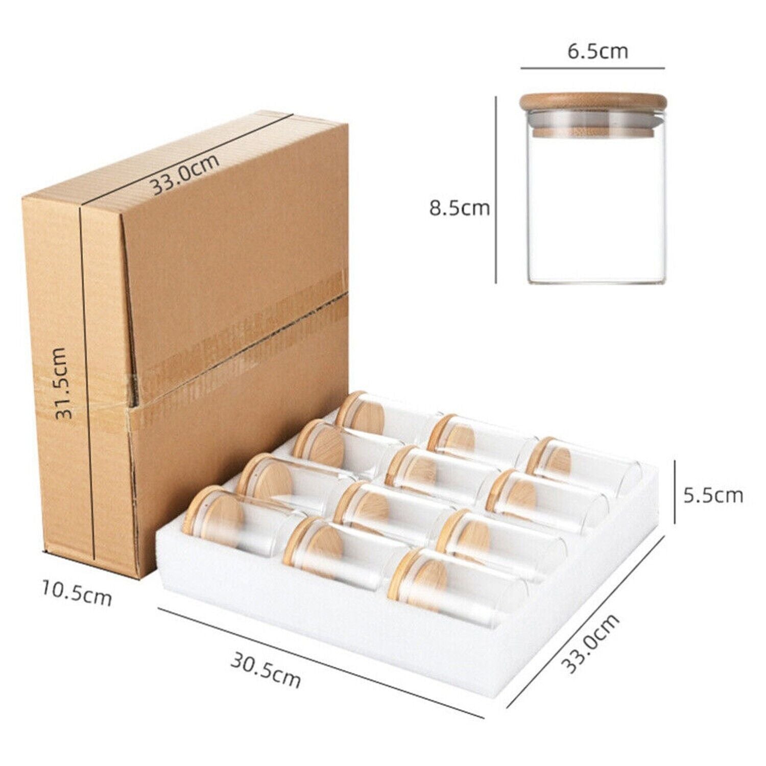 Glass Food Storage Containers Set of 12 Spice Jars With Bamboo Lids Glass