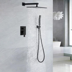 Matte Black Bathroom Rainfall Shower System Wall Mounted 10 Inch