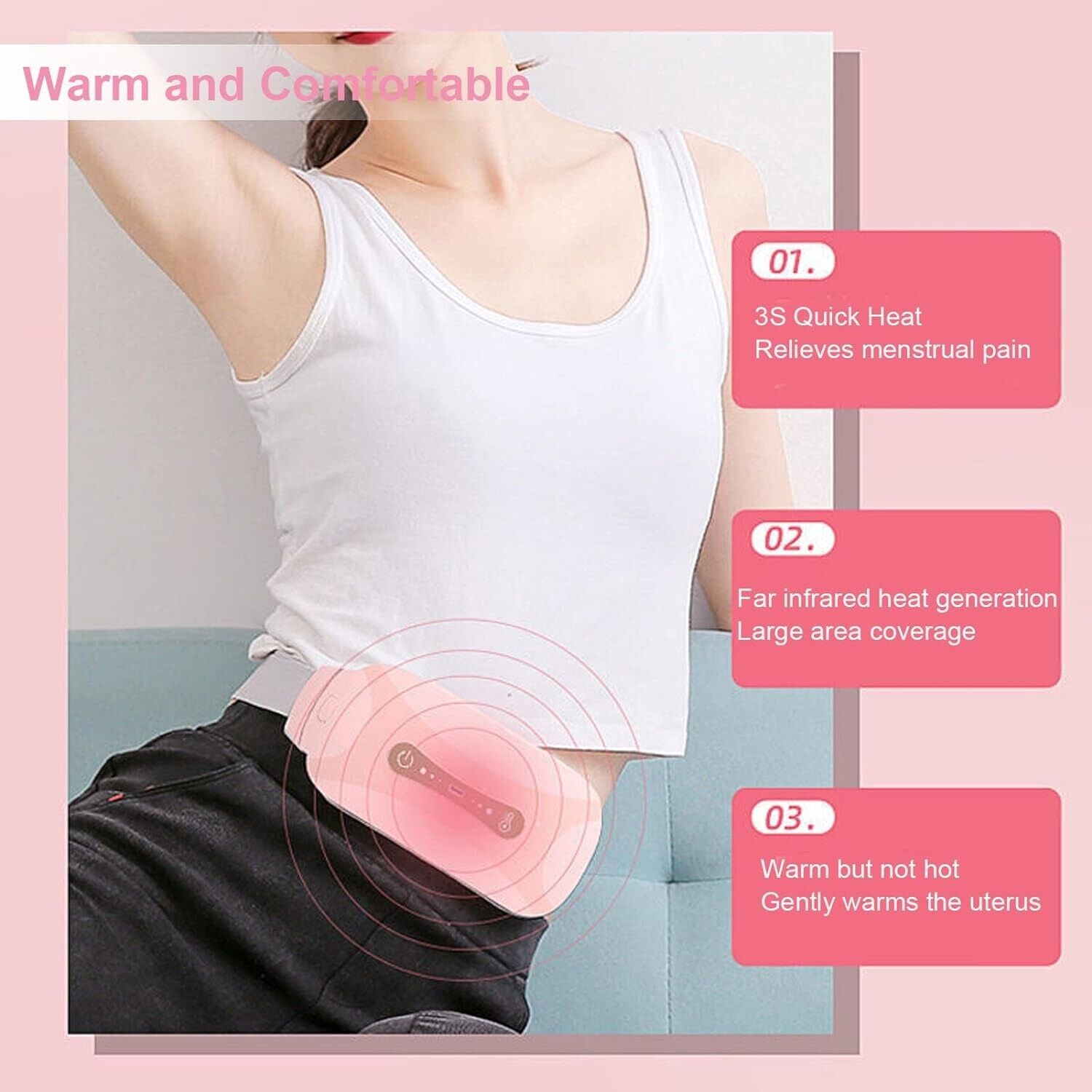 Original 3 Gears Menstrual Heating Pad, with 3 Heat Levels & 3 Vibration Modes