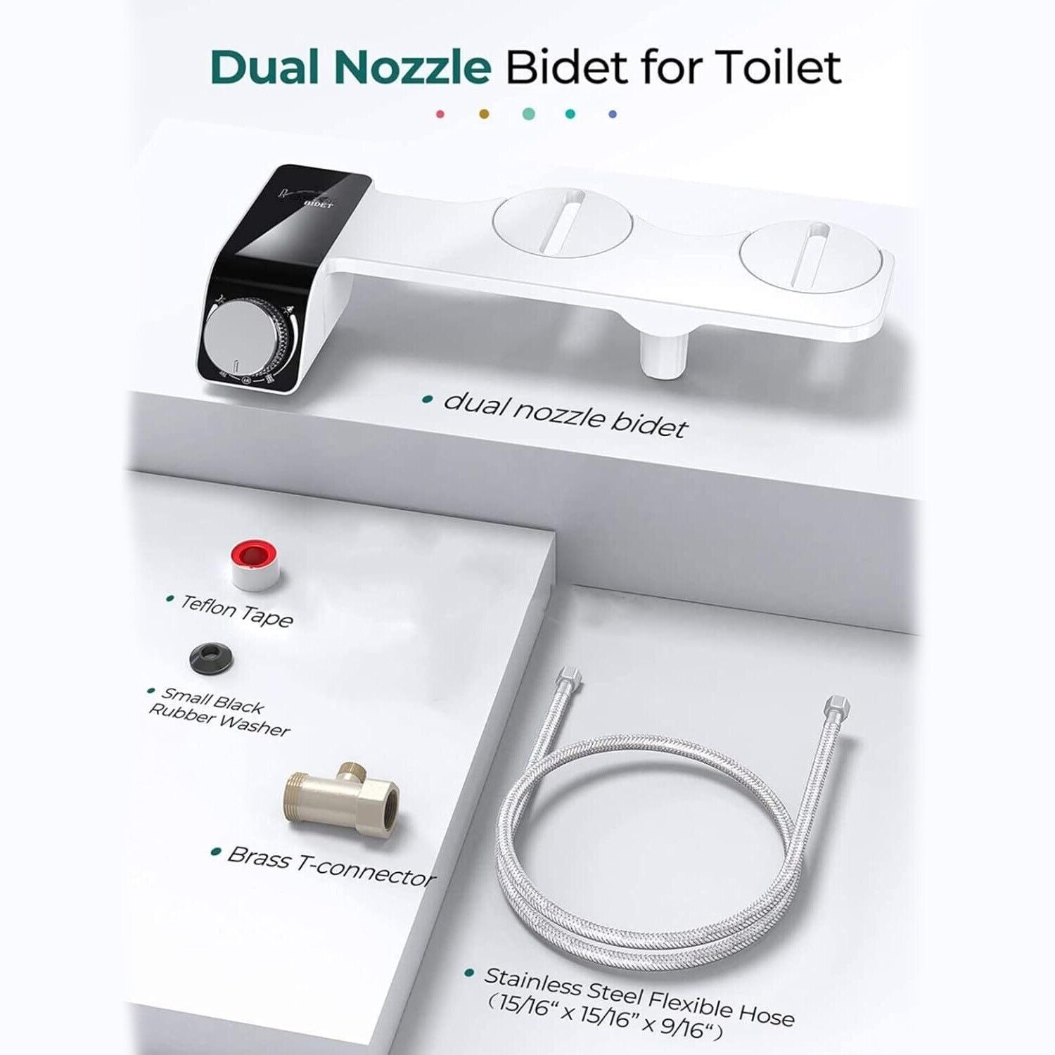 Bidet Toilet Seat Attachment Self-cleaning Dual Nozzle Water Bidet Spray Sprayer