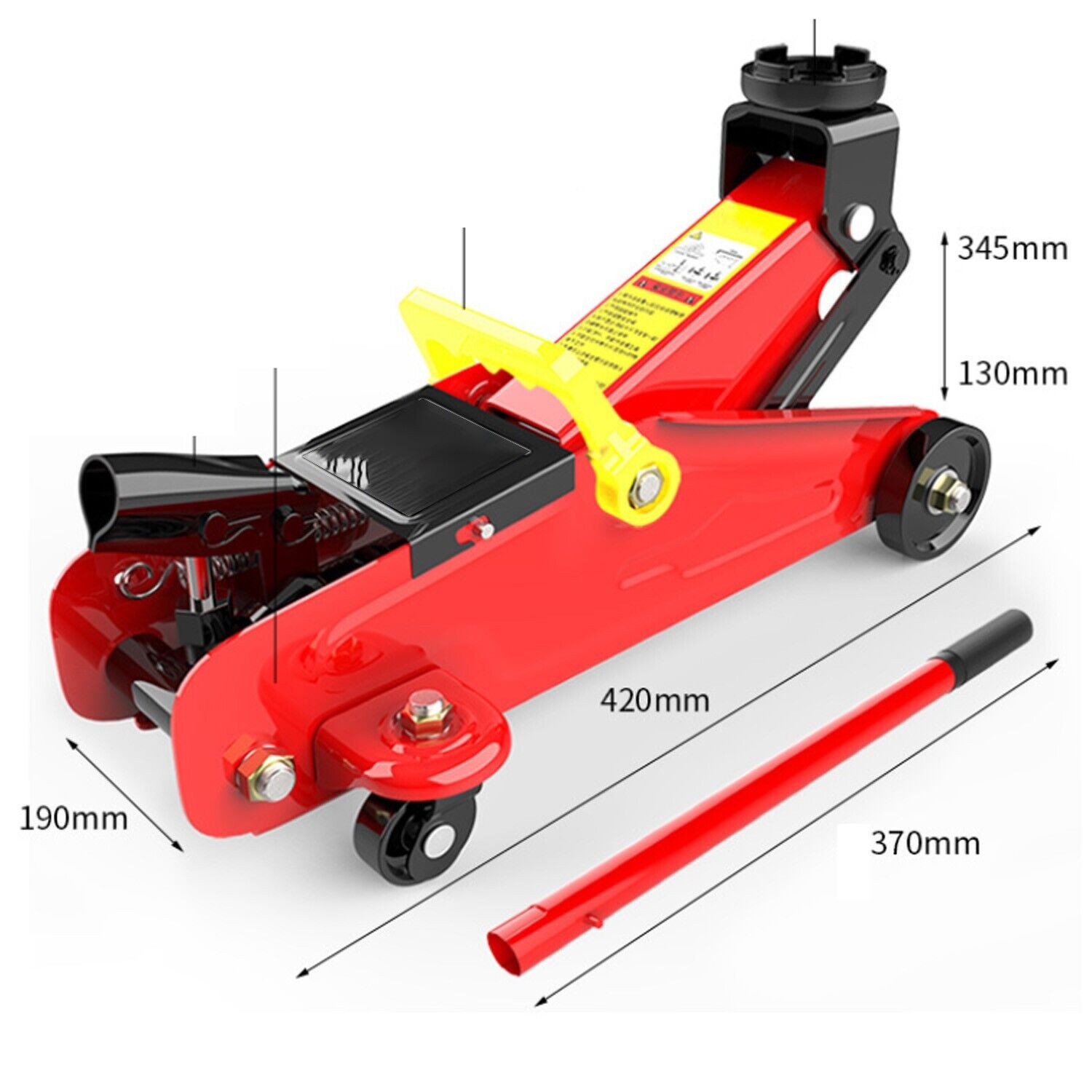 2T Red Steel Mini Portable Floor Jack Vehicle Low Profile Hydraulic Steel