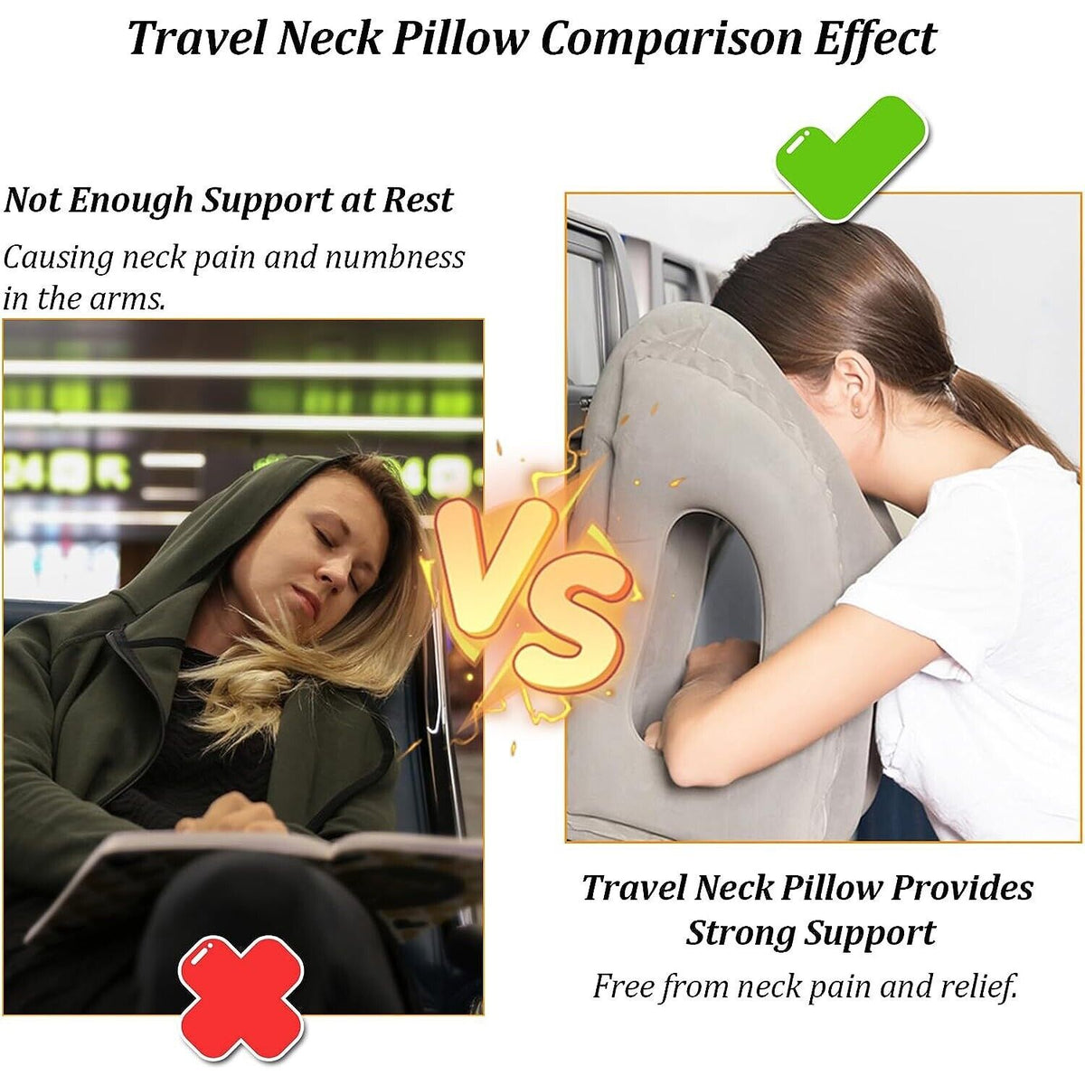 Air Cushion Travel Pillow for Airplane Office Nap Rest Neck Head Chin Inflatable