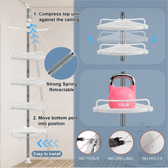 Bathroom Corner Storage Shelf Adjustable Caddy 4 Tier Shower Organiser